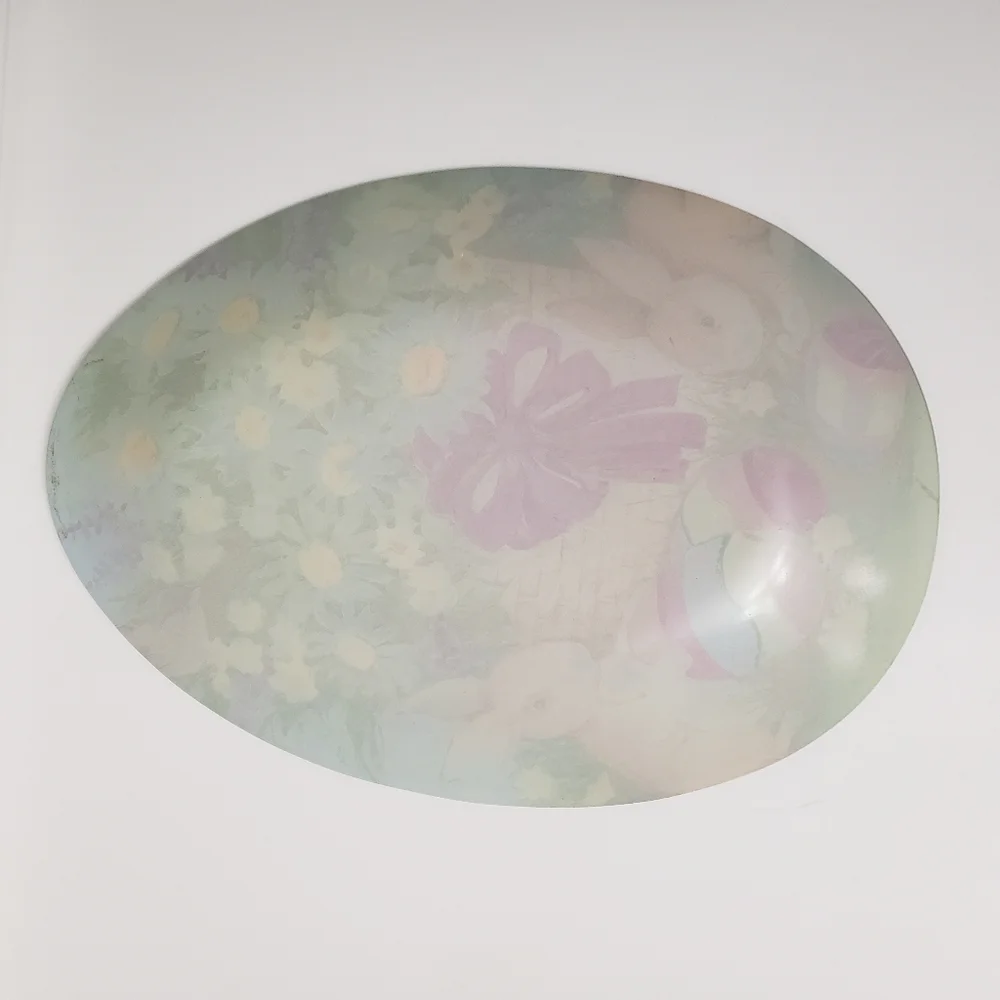 Prima Design Easter Serving Platter Glass Daisies Bunnies Egg Shaped Replacement